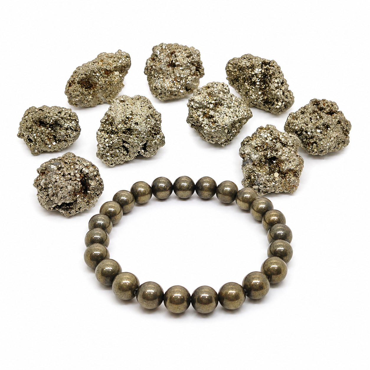 Raw Pyrite Wealth Combo — 100gm Stone + Bracelet